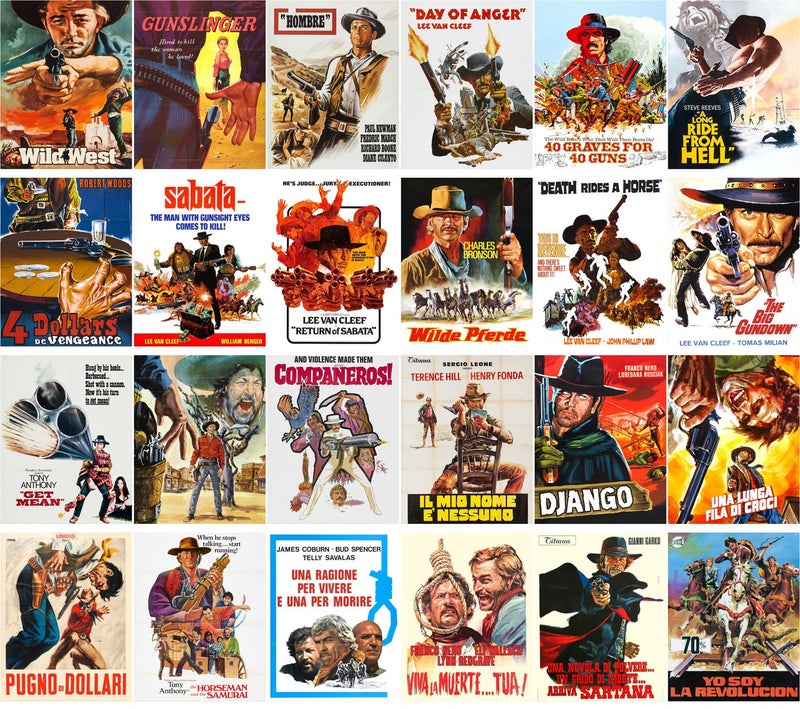 PIXILUV Vintage PostCards 24 pcs Western Vintage Movie Poster Wild West Cowboys Indians Action - Image 2